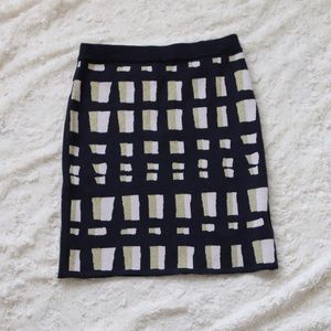 NEW Ann Taylor Navy Pink Gold Patterned Skirt M